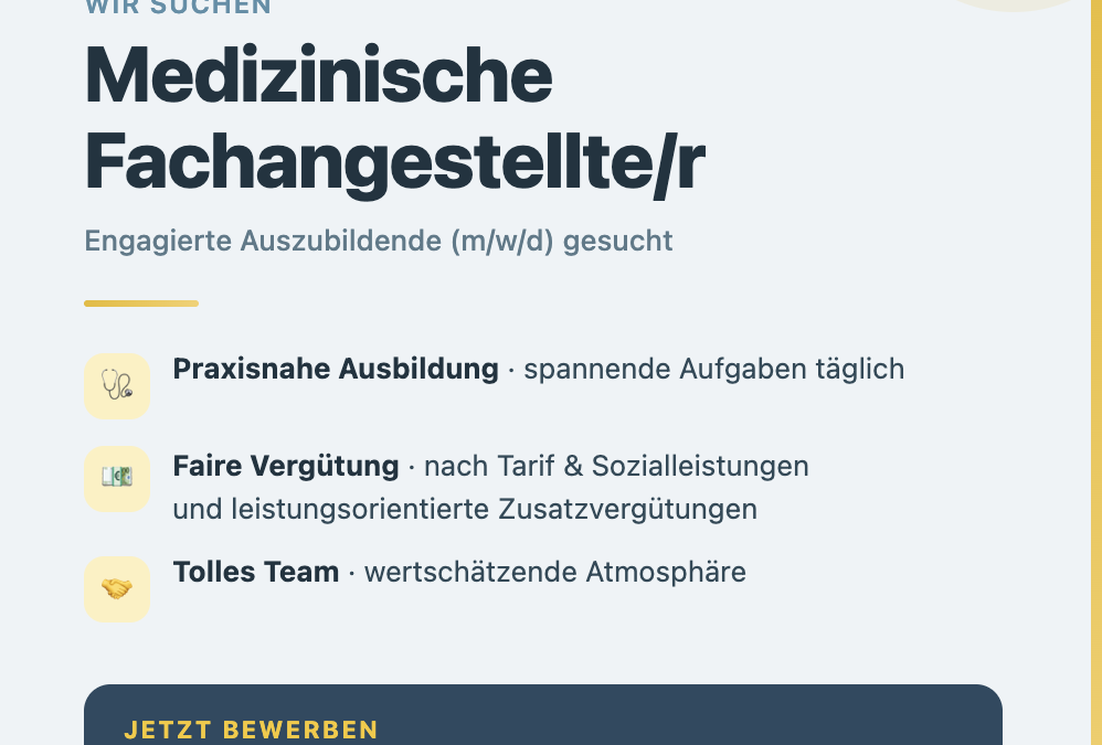 Aus­zu­bil­den­de zur MFA (Medi­zi­ni­sche Fach­an­ge­stell­te)